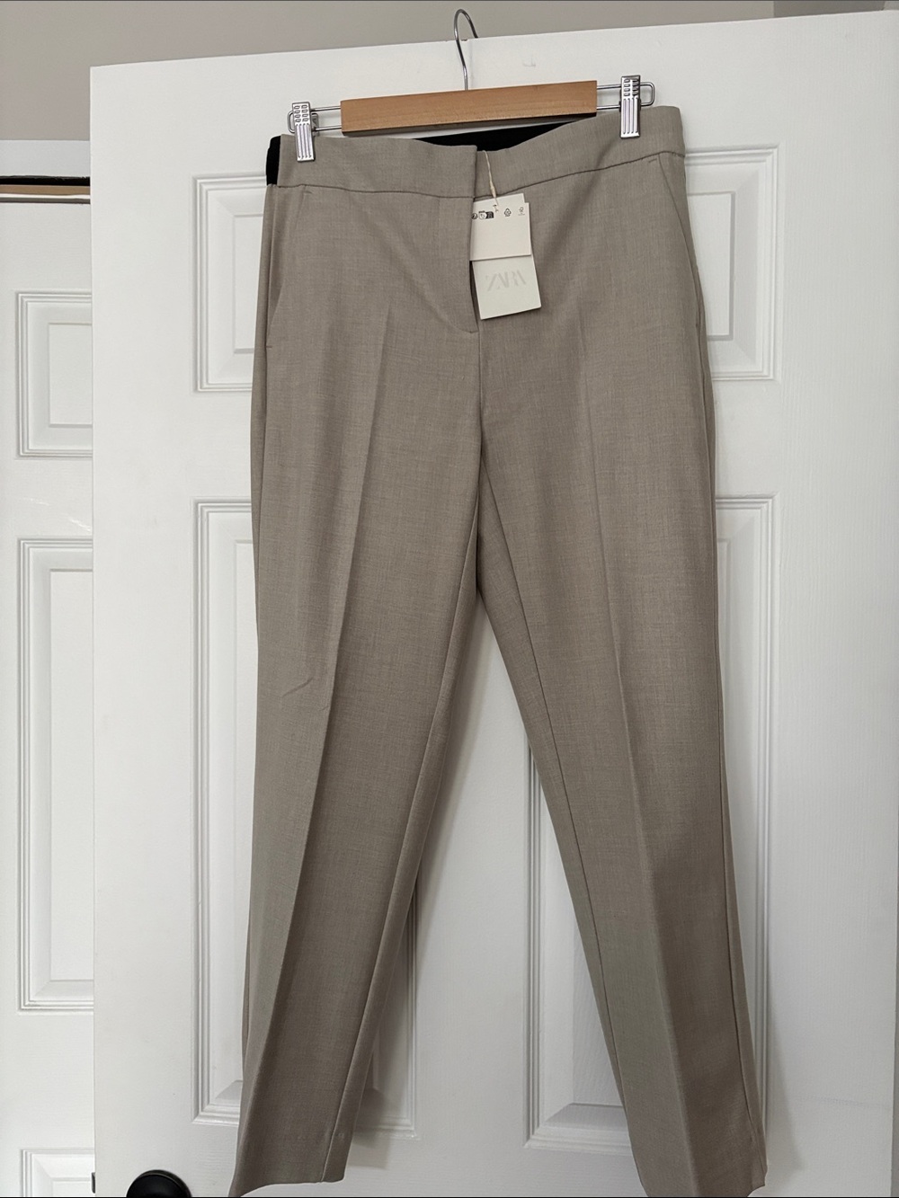 Zara Beige Straight-Leg Trousers